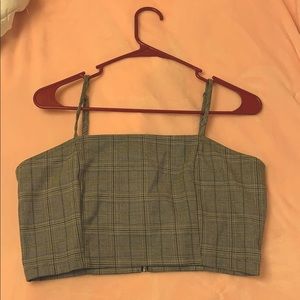 Plaid Zip Up Crop Top
